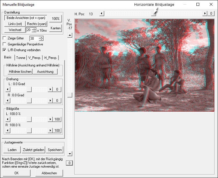 Manuelle Bildjustage